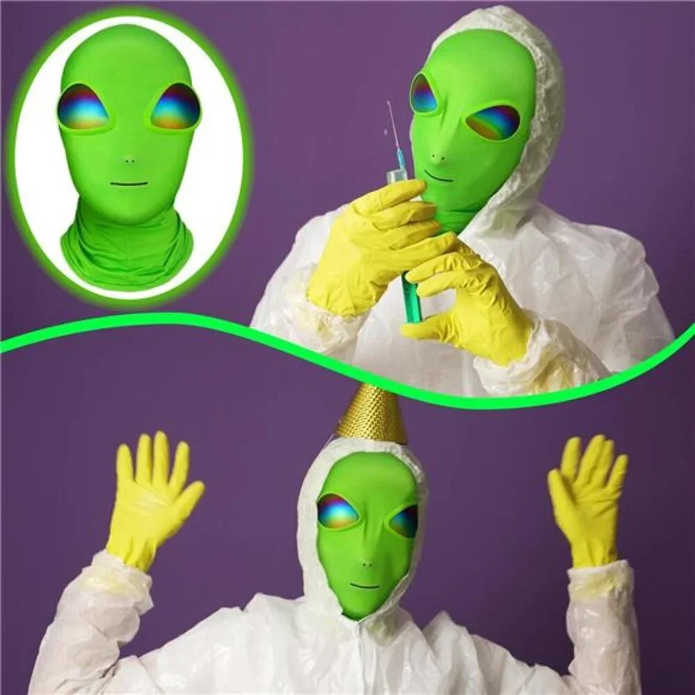 Alien Mask Adult Halloween Cosplay Set 3D Full Face Mask with Glasses